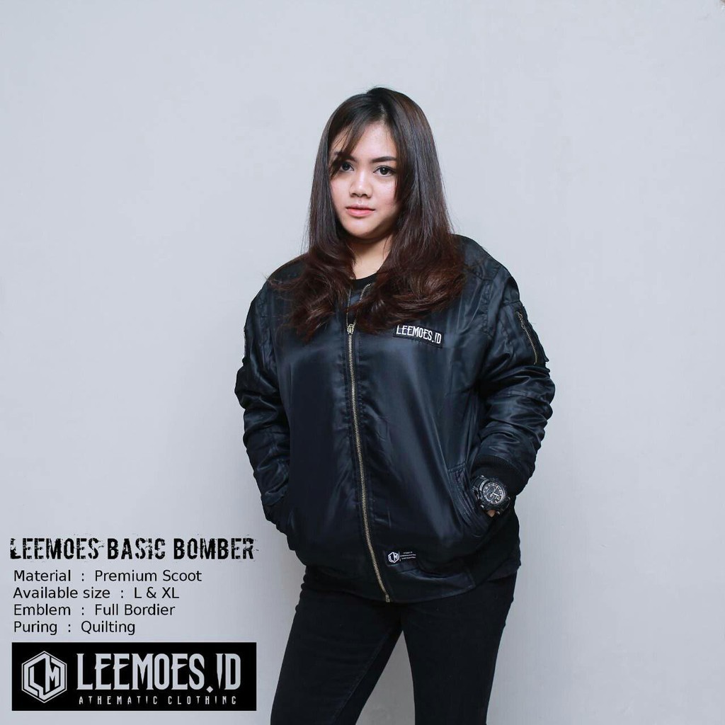 MURAH  Jaket  KEKINIAN Bomber Leemoes.ID Original Black J.0005