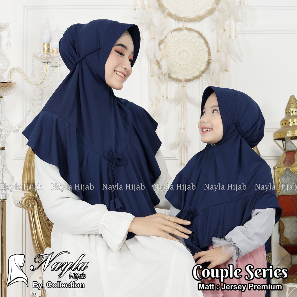 Kerudung Instan Tali Kepang COUPLE SERIES Ibu dan Anak  Jilbab Instan Jersey Airis Terbaru Nayla Hija'b