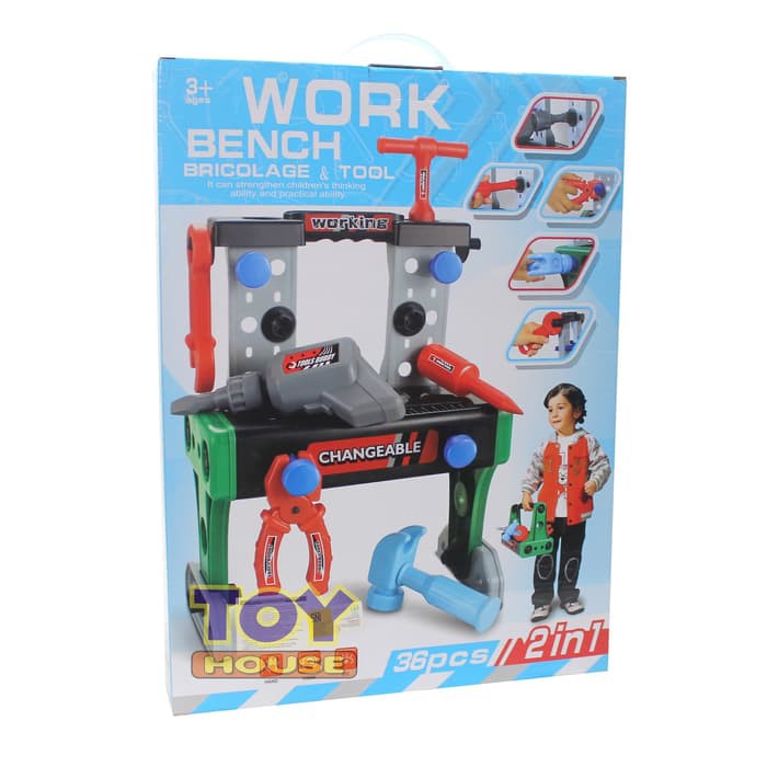 Mainan Edukasi Anak Work Bench 36Pcs - Mainan Tukang-Tukangan