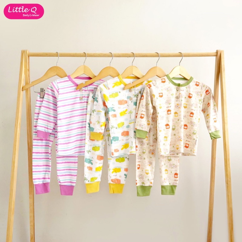 Baju tidur setelan panjang piyama bayi bahan kaos premium Little Q