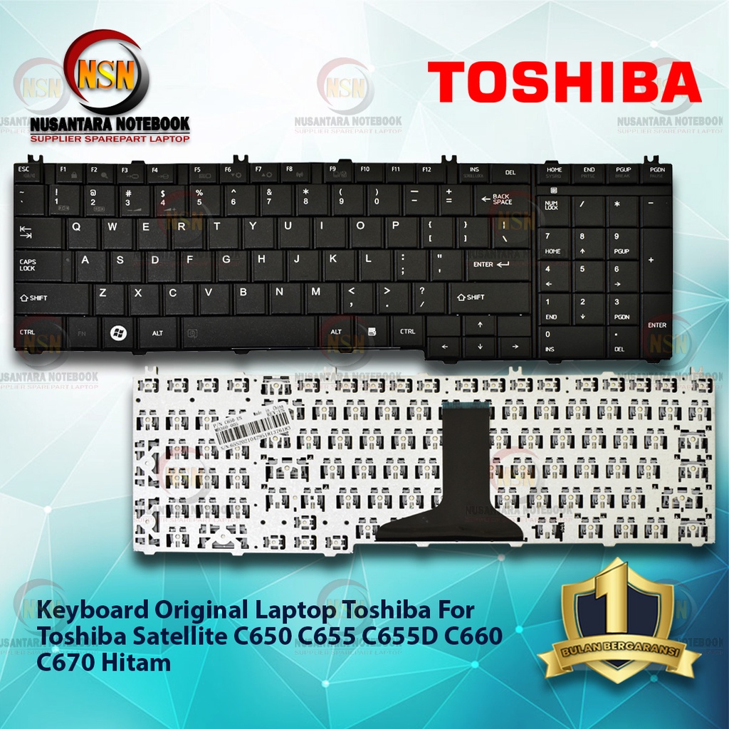 Keyboard Laptop Toshiba Satellite C650 C655 C655D C660 C670 Hitam