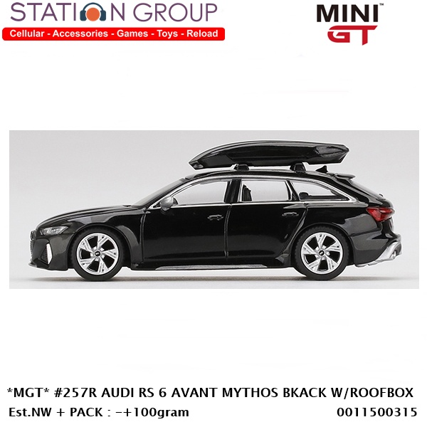 MINI GT #257R AUDI RS 6 AVANT MYTHOS BLACK W-ROOF BOX - DIECAST
