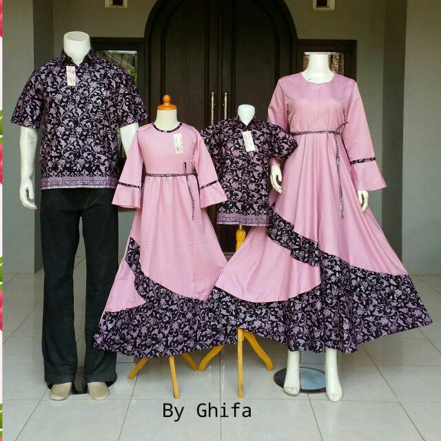 Batik Couple Keluarga Saraswati / Batik Prada / Katun Halus / Hrb026 / Familly Happy / Gamis/ Anak..
