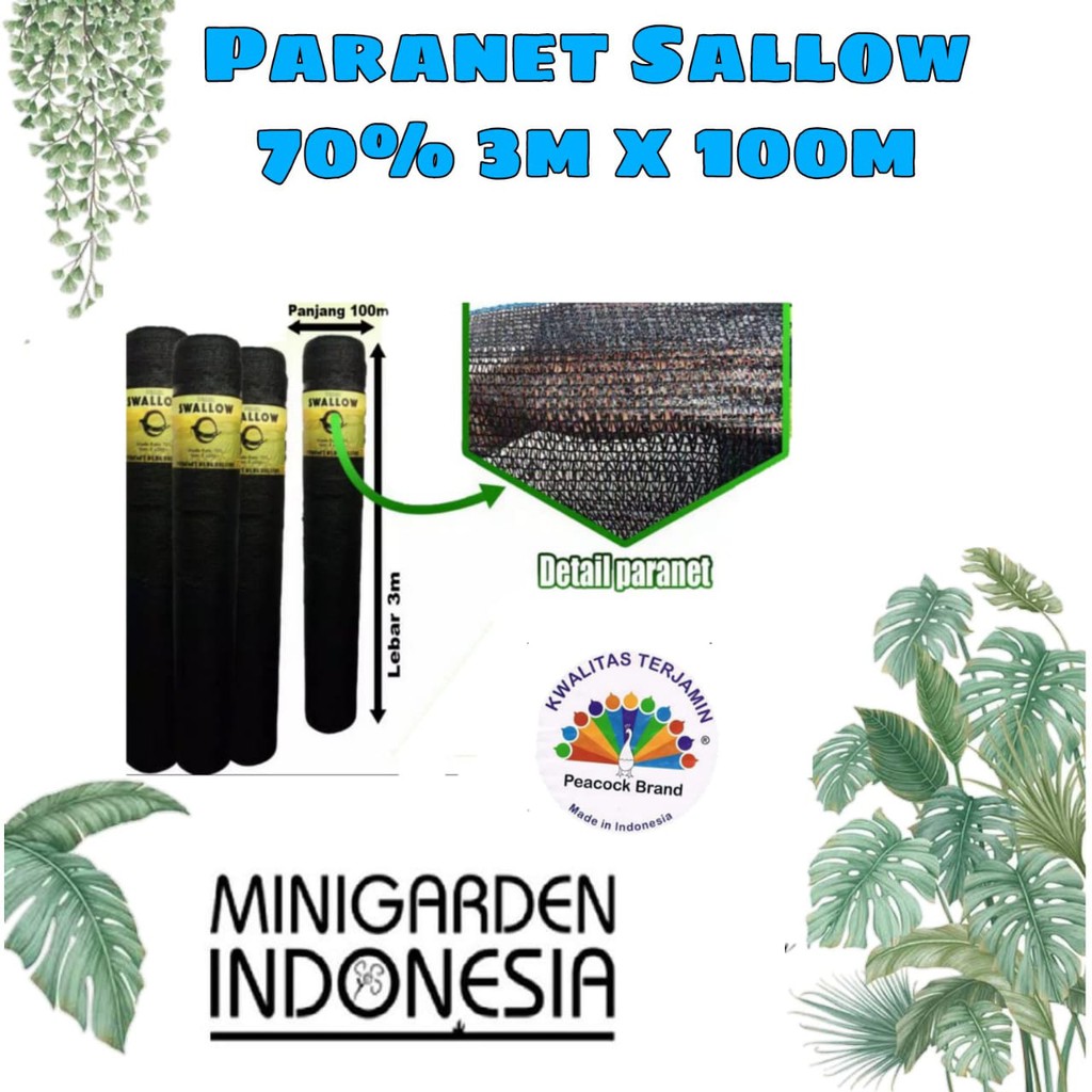 ROLL PARANET SWALLOW 70% 3M X 100 M ANTI UV jaring peneduh atap tanaman rumah anggrek shading net