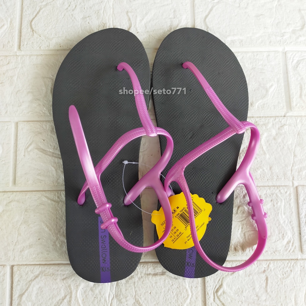 Sun Swallow Travel Rider 9.5 10 10.5 Setara 36 - 40 Sandal Jepit Wanita Sendal Japit Cewek Perempuan Coklat Abu-10.5 Rider Hitam