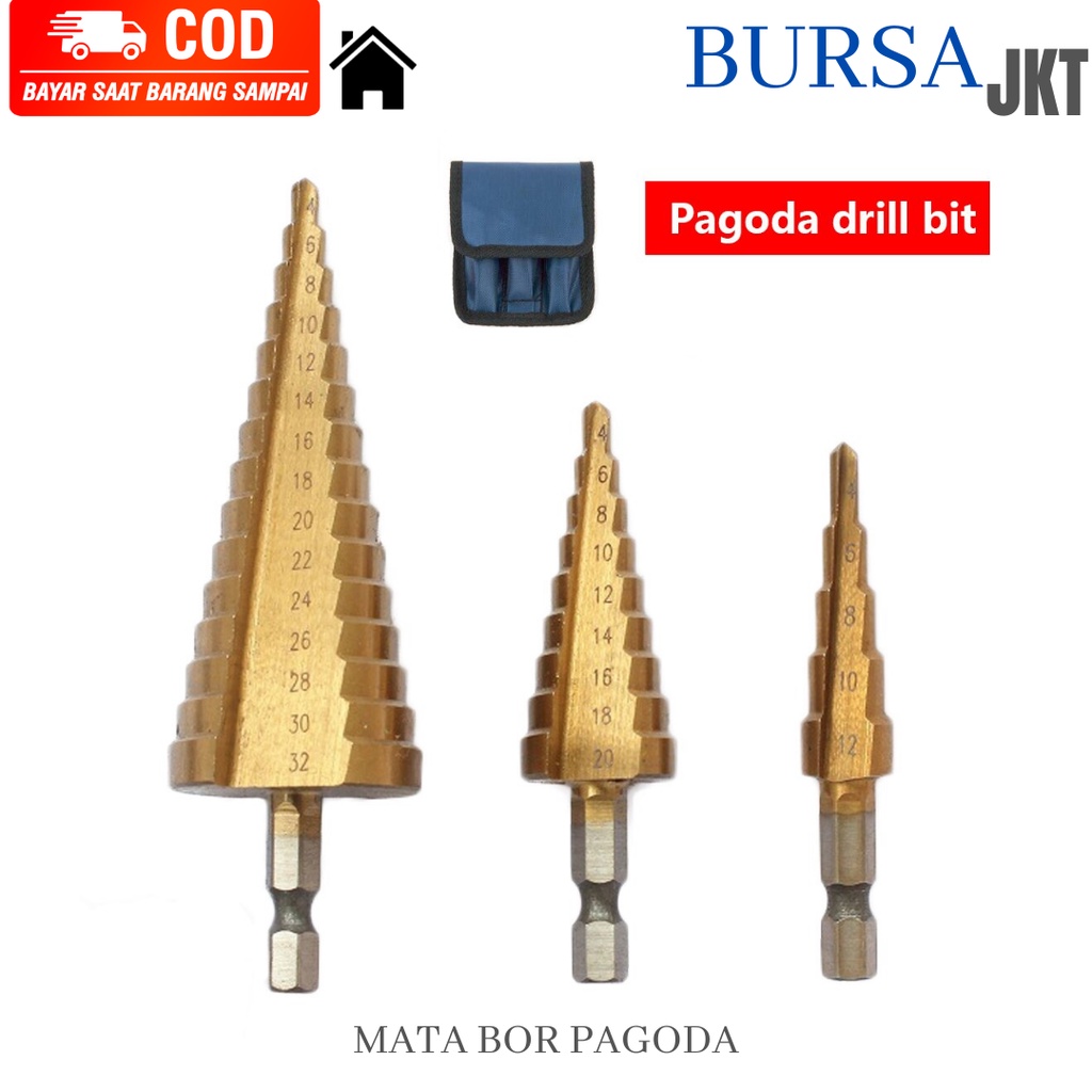 MATA BOR PAGODA KERUCUT 4241 DAN M35 4 -12 4 -20 4 - 32 UNTUK BOR BESI STAINLESS