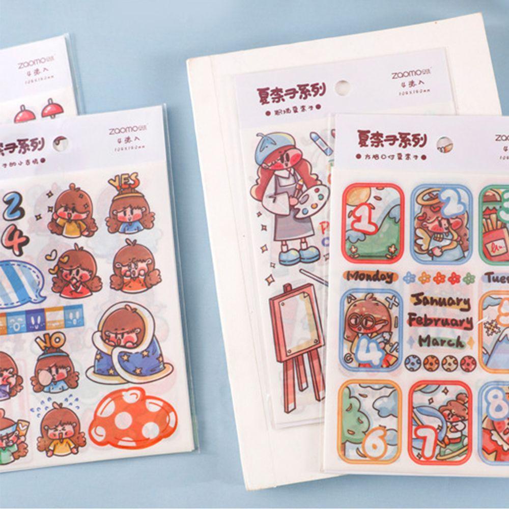 Agustina Kawaii Stiker Kawaii 4lembar Alat Tulis Sekolah Jurnal Aksesoris Scrapbooking Self Adhesive Kawaii Stationery Sticker