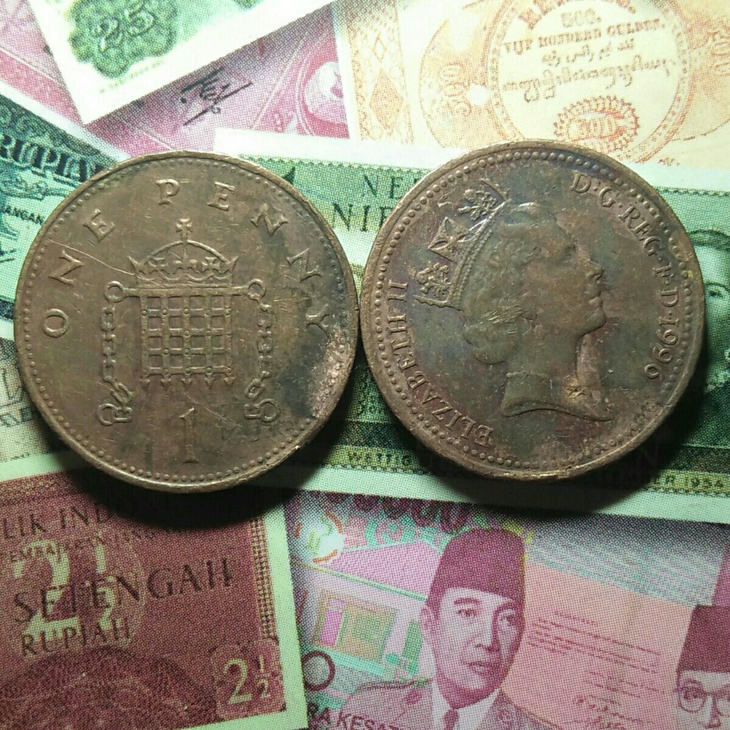 KM 185 - Koin 1 Peny Elizabeth 2 Tahun 1996