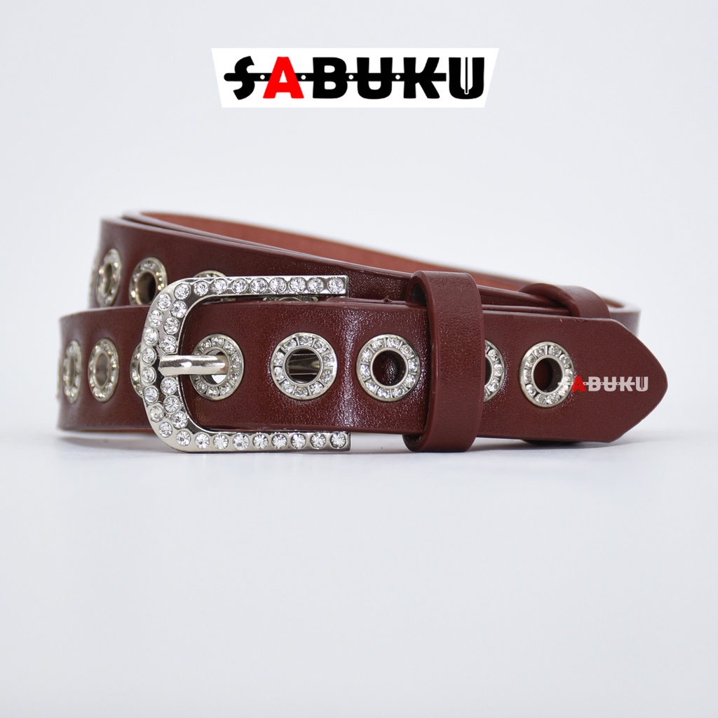 Ikat Pinggang Kulit dengan Gesper Single Eyelet Grommet untuk Wanita Gaya Korea - 026