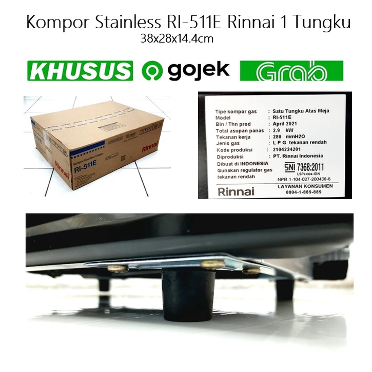 Kompor Stainless RI-511E Rinnai 1 Tungku