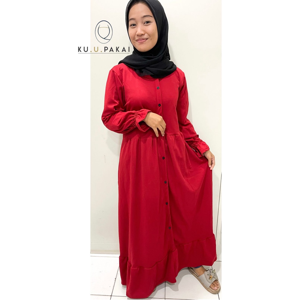 Gamis Alesha / Gamis Malaysia Terbaru Size Jumbo Bahan Crepe Premium Adem / Gamis Muslim Polos Remaja Dewasa Style Casual Size Zumbo-MAROON