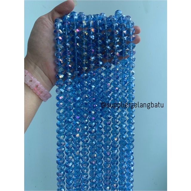 Crystal Ceko 14mm BIRU UNGU KUARSA kuarsa kristal blue purple quartz bahan kalung gelang anting strap mask kerajinan tangan craft citayam fashion week etink vintage elegan bali manik crystal