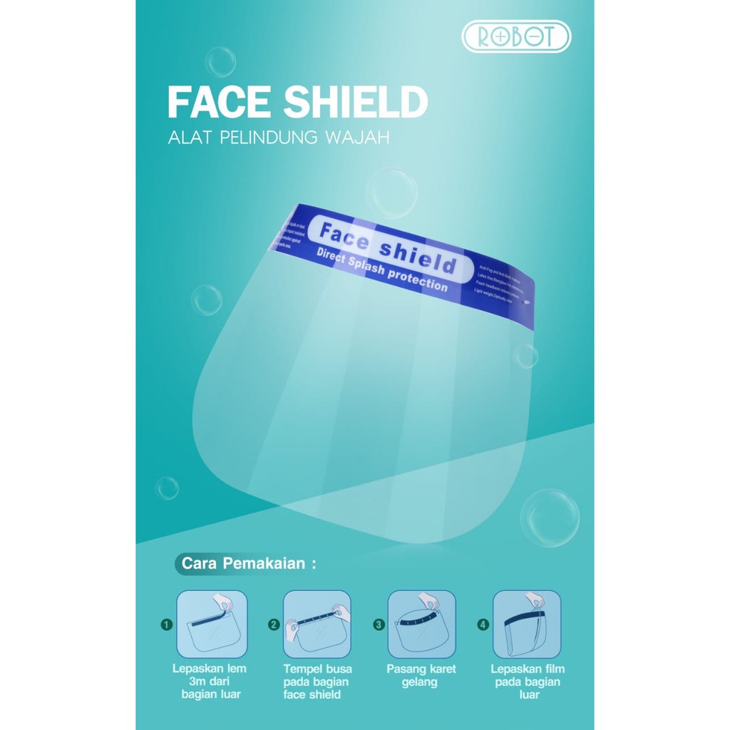 Face Shield ROBOT MZ001 Pelindung Wajah APD Anti Fog (Isi 12 Pcs)