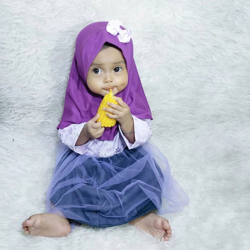 Gamis Anak Perempuan + Jilbab - Pakaian Anak New Born Muslim - Dress Anak Balita - Bianca Baby Dress