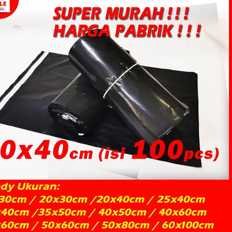 

♪ Polymailer 30×40cm isi100pcs Extra Tebal 50 Mic Hitam Amplop bag Plastik Packing Grosir ⅍