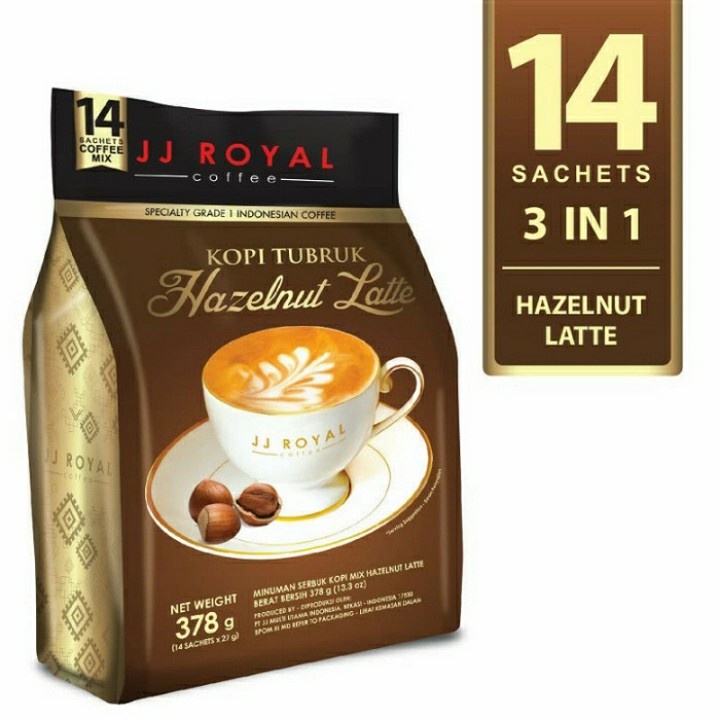 

JJ ROYAL COFFEE Kopi Tubruk Hazelnut Latte 14sX27g Kopi Bubuk