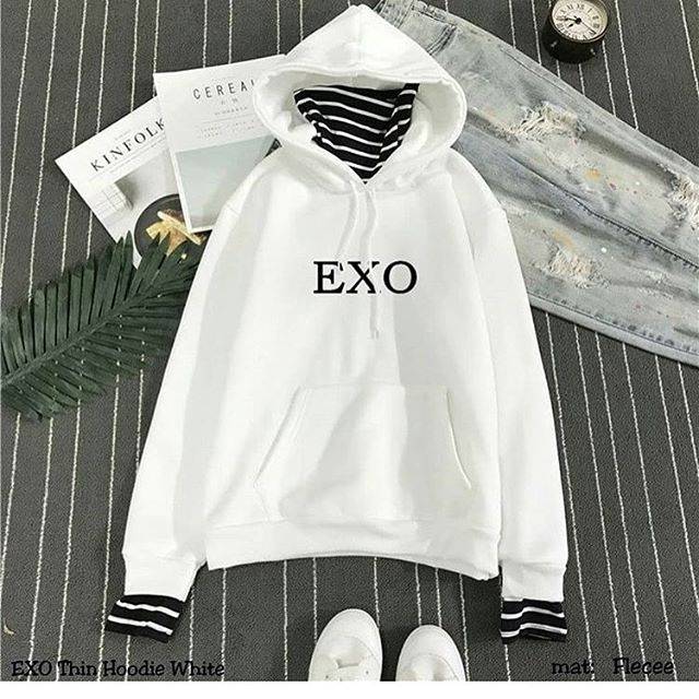 Hokyfashion Sweater Crop  Hoodie Cewe Fila  Fit To L 