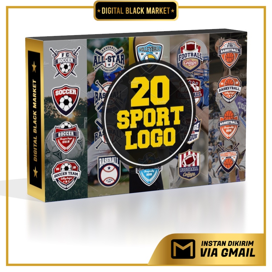 ID1424 - 20 Sport Team Logos Template | Koleksi Template Logo Tim Olahraga untuk Desain Kreatif & Pr