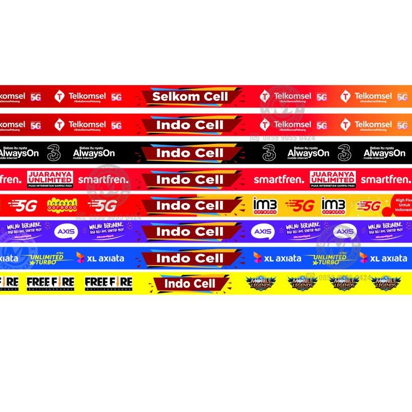 (TERLARIS) stiker vinyl tempelan kaca etalase hp / konter pulsa UK. 5x100cm