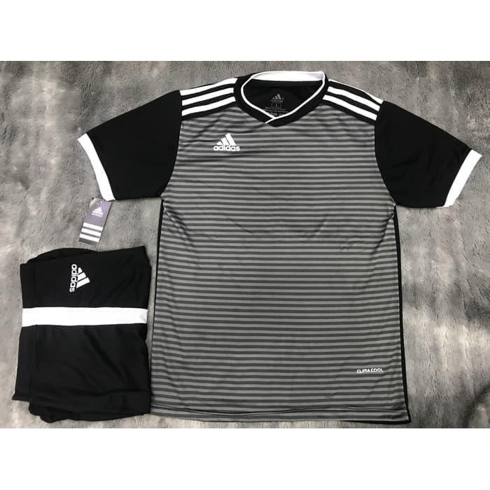 TERMURAH SETELAN STELAN FUTSAL JERSEY BAJU KAOS OBRAL ADIDAS LINE HITAM PUTIH 