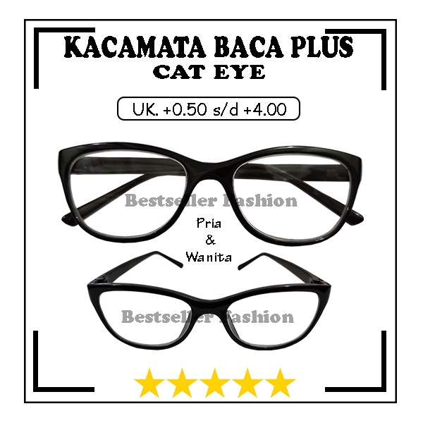 Kacamata Frame Cat Eye Kacamata Baca Lensa Plus (+) Pria Wanita Kacamata Rabun Dekat +1.00 s/d +3.00