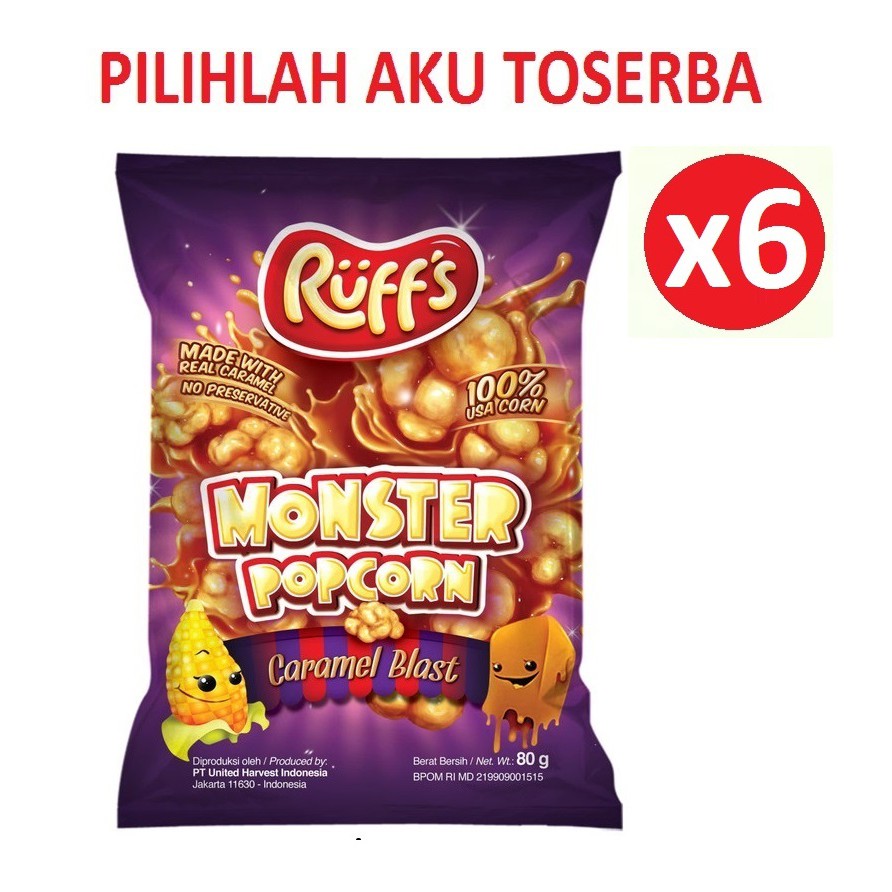 Popcorn Caramel Blast Ruff's Ruffs Monster Popcorn 80 gr - (HARGA 6 PCS)