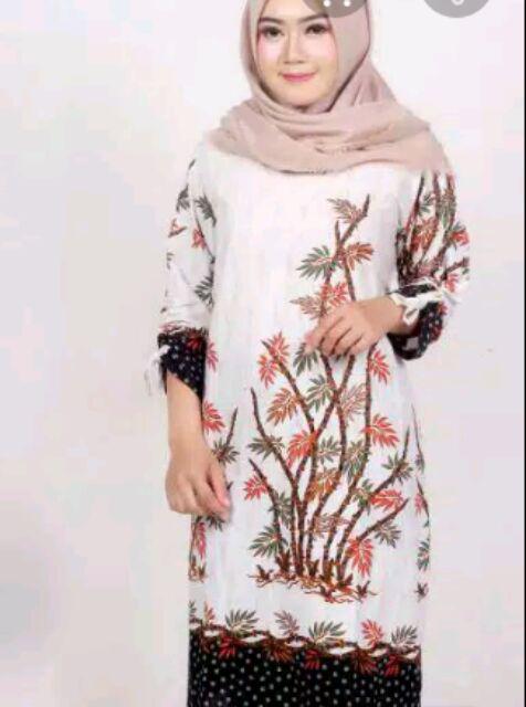 Atasan Tunik Batik Bayar Cod Lengan Serut 021 Risna Batik Hrb026 Batik Murah Seno Sogan Bakung Padi