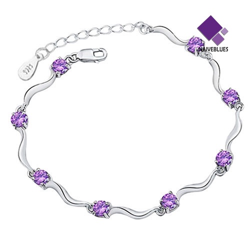 Gelang Rantai Sterling Silver 925 Hias Kristal Untuk Wanita