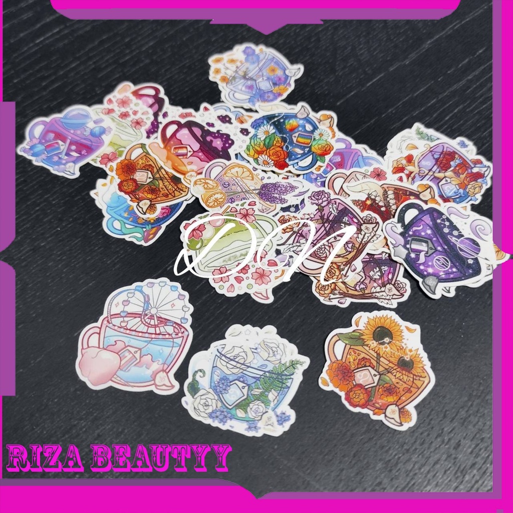 

16 pcs Stiker kertas glossy aesthetic gelas 16pcs sticker accesoris gambar stiker aesthetic jurnal