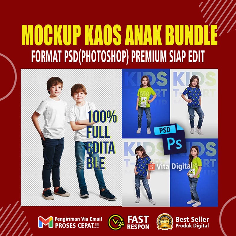 Mockup Kaos Anak Template  Format PSD (PhotoShop) Siap Edit