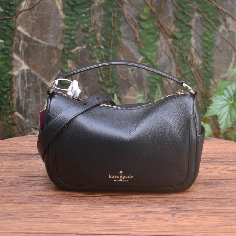 KS SMOOSH CROSSBODY PEBBLE LEATHER BLACK