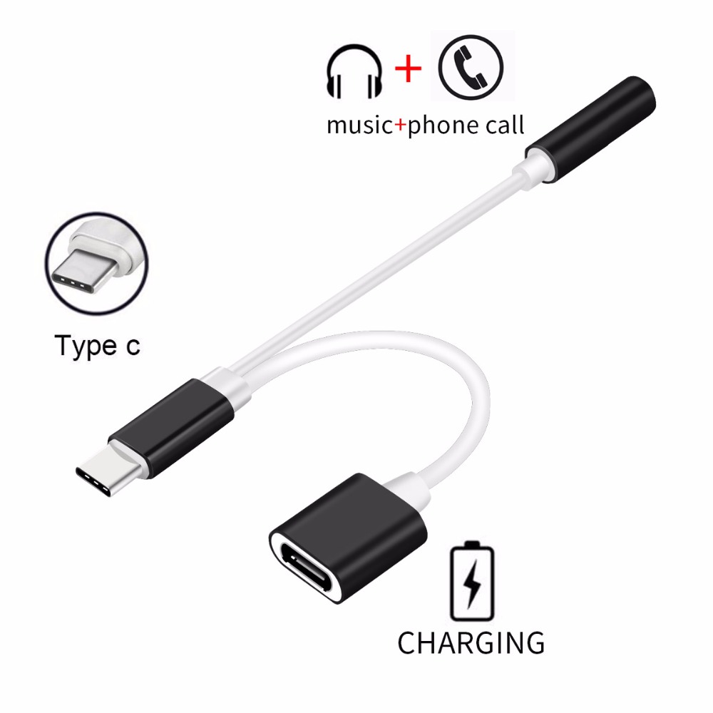 Robotsky Adapter 2 in 1 USB Type C to AUX 3.5mm Headphone + USB,C SK06