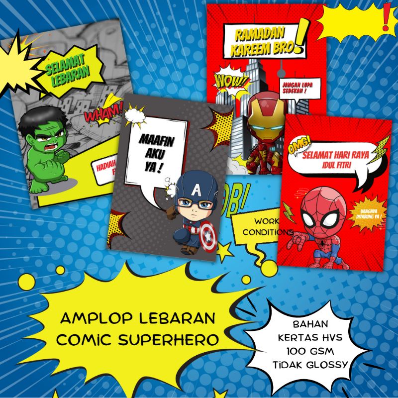 

Amplop Idul Fitri Lebaran hvs superhero comic angpao thr