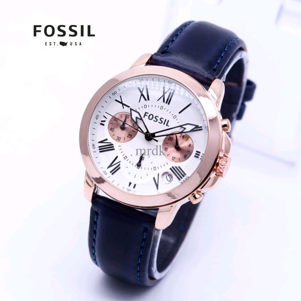 JAM TANGAN WANITA FOSSIL CHRONO STEEL BLACK ROSEGOLD