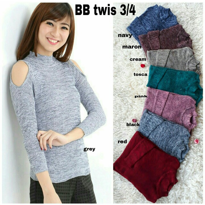 [BB twiss 3/4 RO] Blouse Wanita Rajut Varian Warna