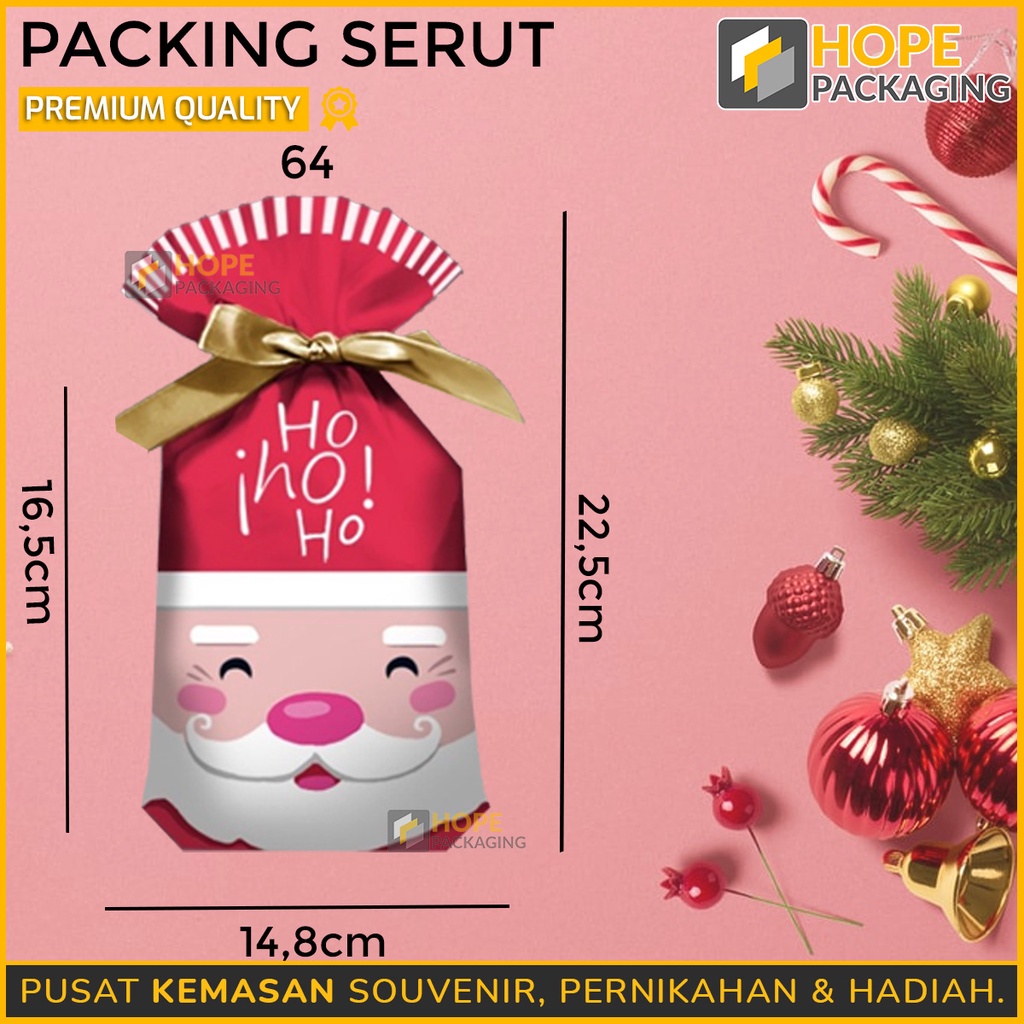 [5 pcs] Packing Serut Pita Christmas Spesial Edisi Natal / Pita Ukuran Sedang Souvenir Cookies Natal / Tahun Baru