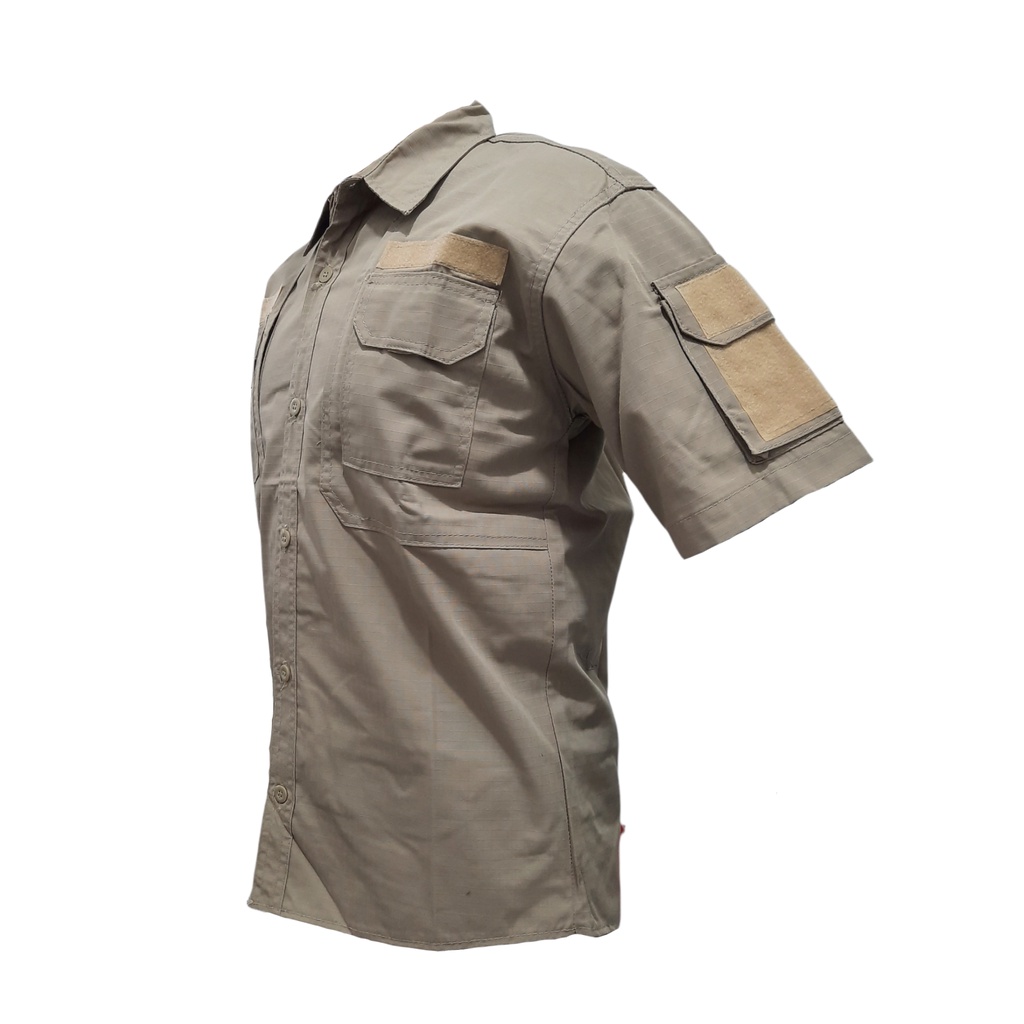 short sleeve helicon/kemeja pendek krem muda ripstop cotton