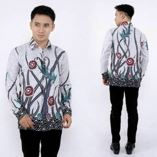 Batik Pria Lengan Panjang Premium BATIK AZMIL HRB026 motif KERATONAN Kode 002 size M L XL XXL