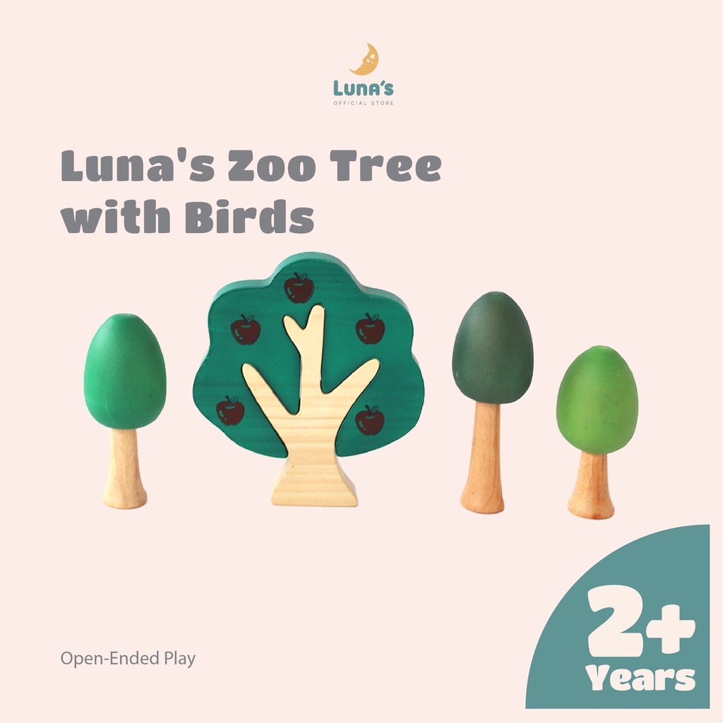 Luna's Wooden Forest Set Mainan Pohon Pohonan Kayu Mainan Montessori Mainan Kayu Edukasi Anak
