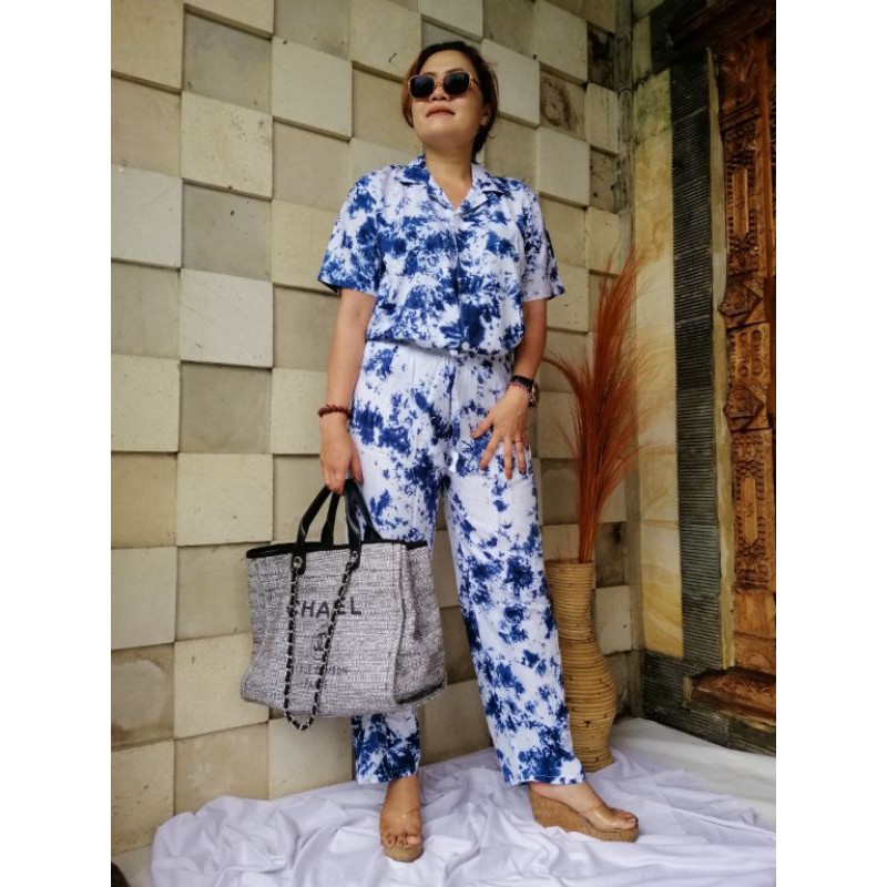 Set Pajamas Tie Dye Dewasa Fit to L / Bali Set / Piyama Set / Tie Dye