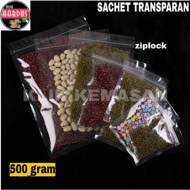 SACHET 500GR TRANSPARAN/KEMASAN KOPI/KANTONG PLASTIK KLIP/COFFEE BAG