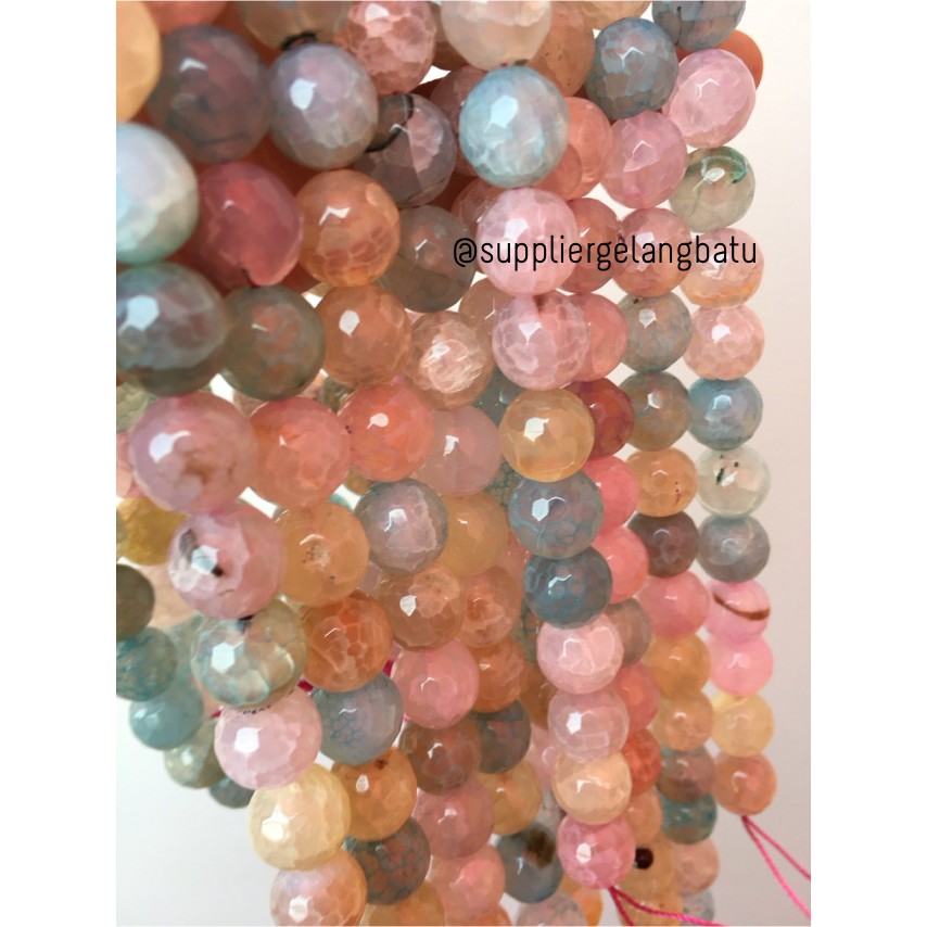 Natural Morgan FACETED beads 12mm CUTTING batu manik candy craft impor aksesoris craft bahan fashion