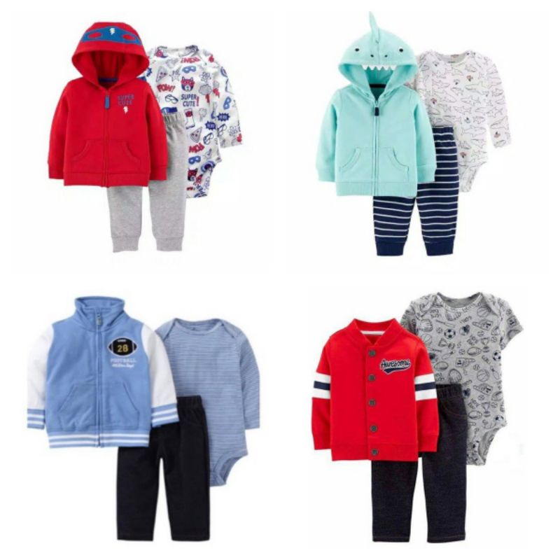 Setelan Jaket Bayi Cowok Anak Laki Jumper Celana Panjang 3in1 Baby Boy Jacket 6 9 12 18 24 Bulan 1 2 Tahun