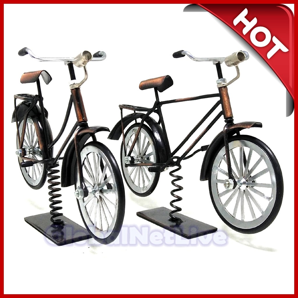 Miniatur Sepeda Ontel Logam kawat Aksesoris Antik