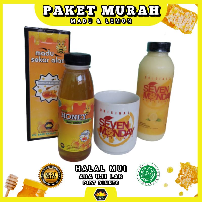 

promo Paket Seven monday pure lemon 500 ml + madu murni melifera 500 gram
