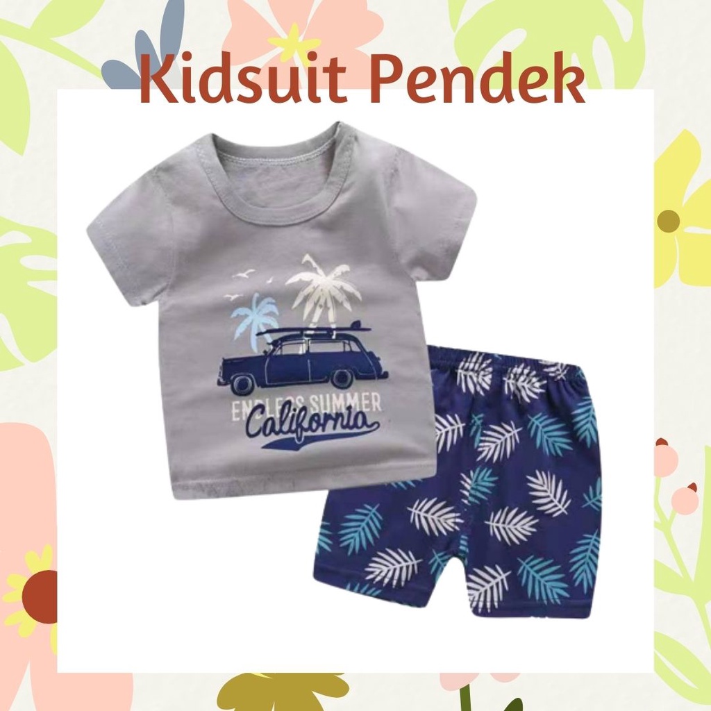 Plazababyku KIDS SUIT PENDEK H5 Setelan Anak Bahan Kaos Lengan + Celana Berkualitas Import NEW1