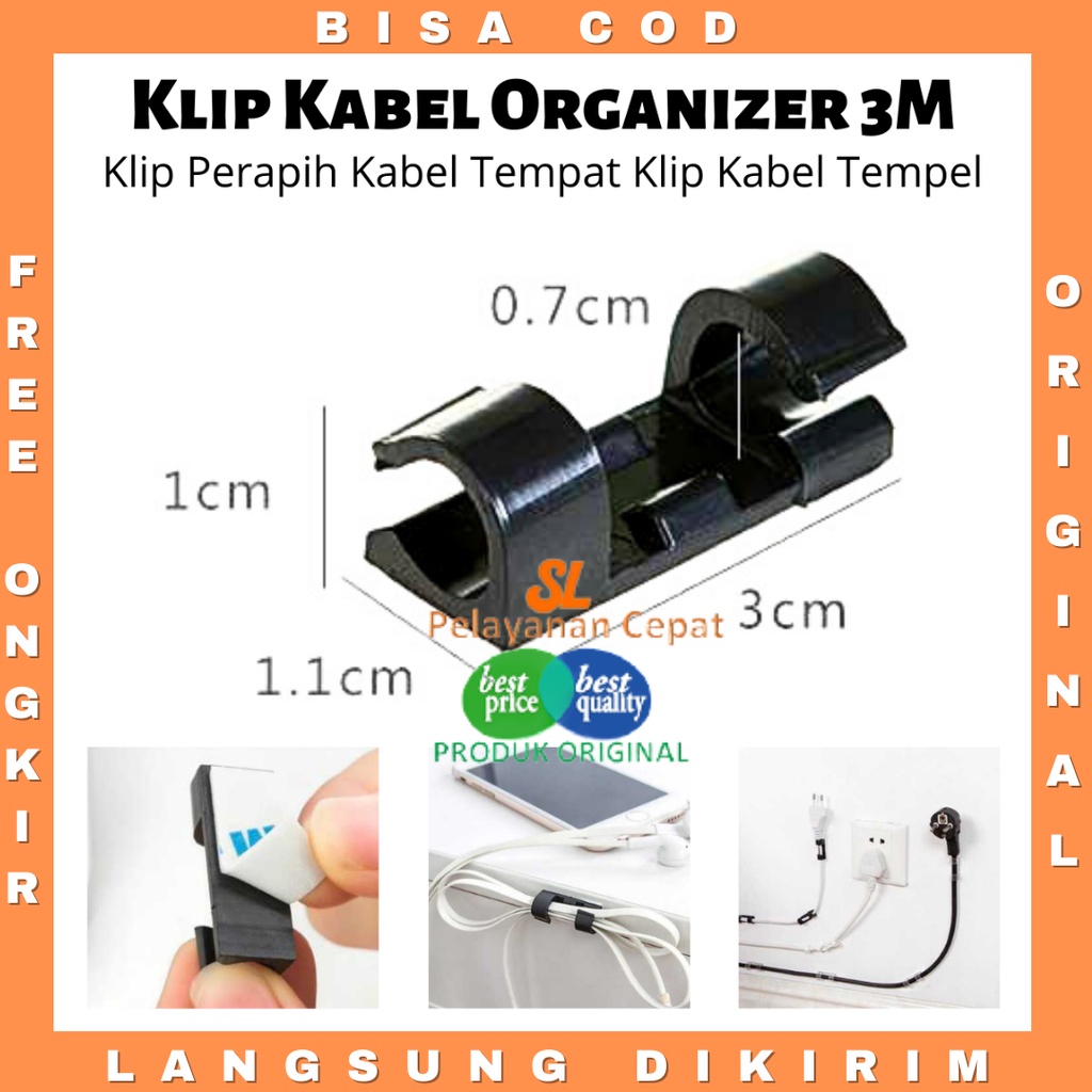 Klip Pengikat Perapi Kabel Charger Tempel Dinding Cable Organizer 20pcs