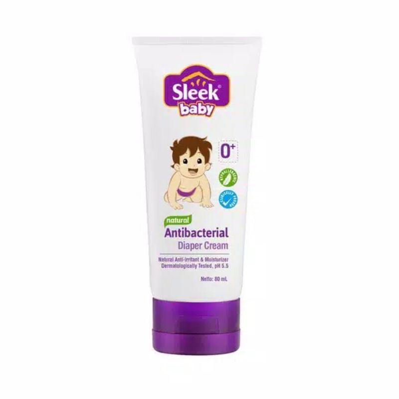 SLEEK BABY ANTIBACTERIAL DIAPER CREAM 80ML / KRIM ANTI RUAM POPOK / KRIM BAYI RUAM POPOK