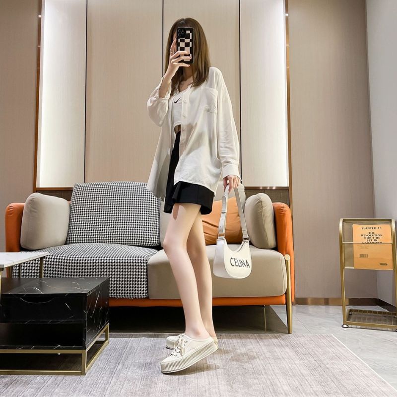 RYX - Dual Stripes Sepatu Sneakers Tali Sip-On Wanita Fashion Casual - Ori Import