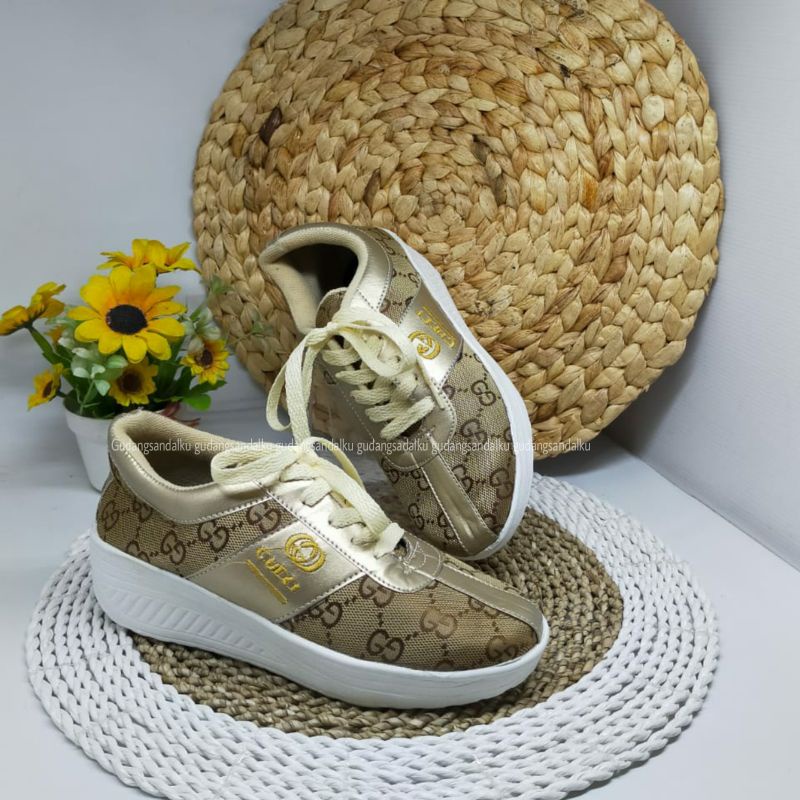 12.12 BIGSALE Sneaker wanita batam - sneaker wanita gold - sepatu sneaker wanita korean style HPD304